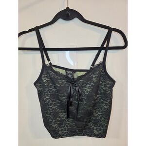 Thorn & Fable‎ Size Large Green & Black Lace Crop Cami Whimsigoth Fairy Goth